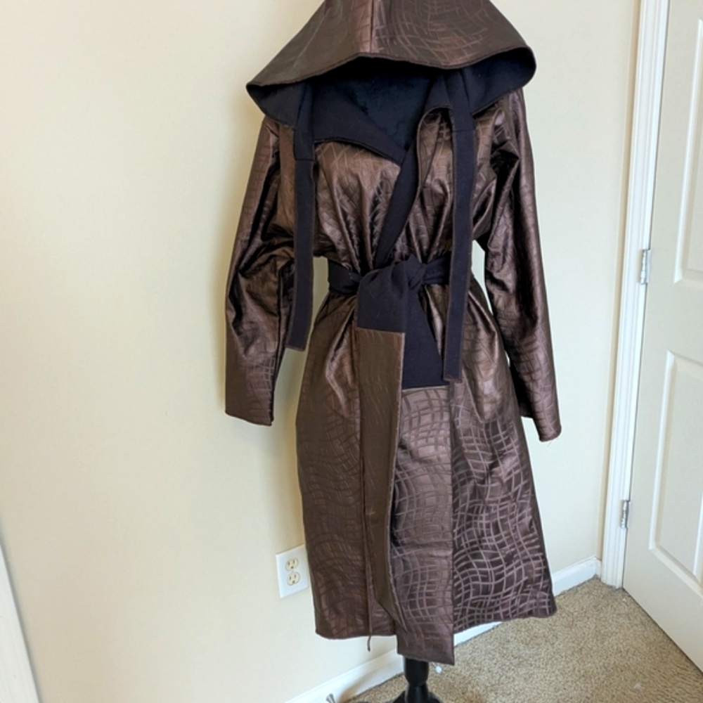 Elegant Brown Hooded Women's Coat